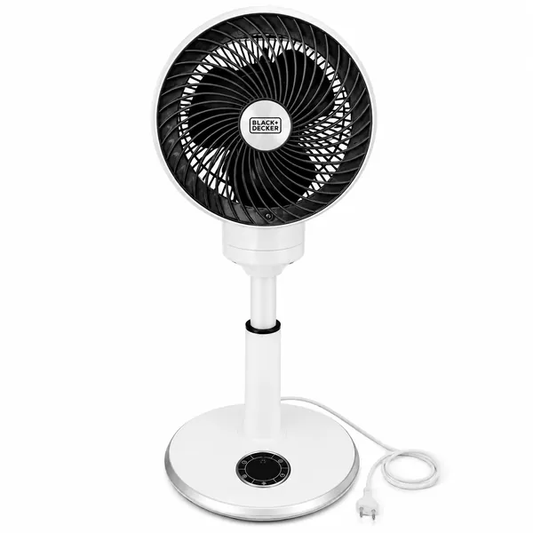 BLACK+DECKER BXACP01E 9-Inch Air Circulator Pedestal Fan – White & Black