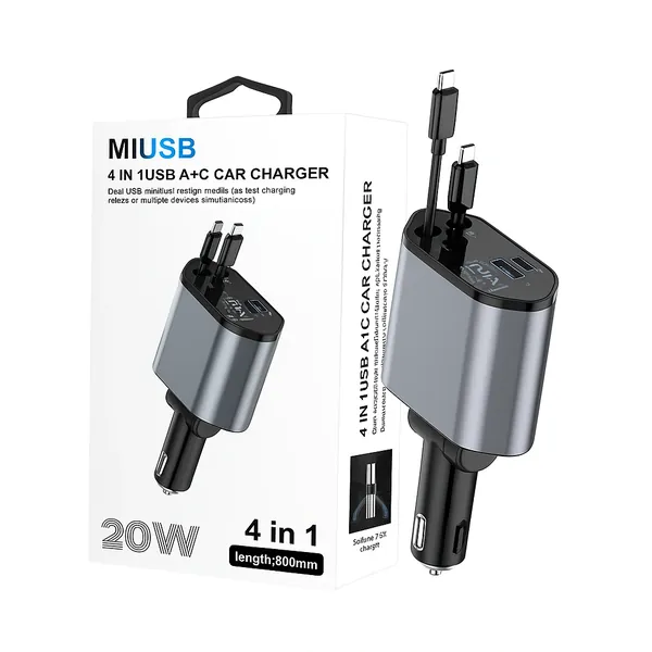MIUSB 4-in-1 USB-A + USB-C Fast Car Charger.