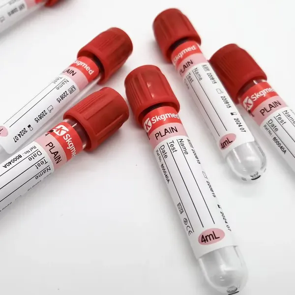 Red Cap Plain EDTA Blood Collection Tube.