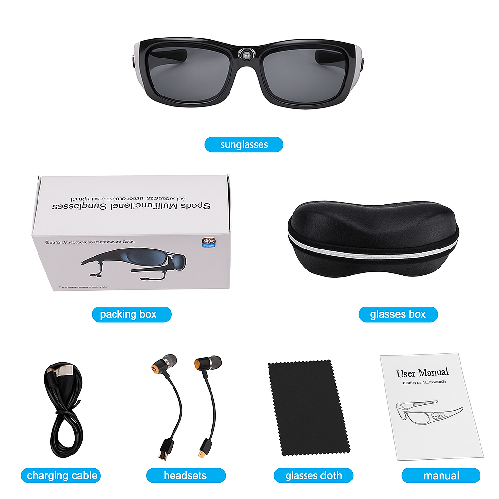 Sports Bluetooth HD DVR Sunglasses 本体 Sports bluetooth hd dvr sunglassas1080P HD Camera Video Recorder