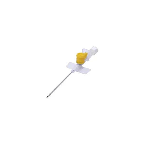 Yellow Cannula 24G Intravenous Catheter.